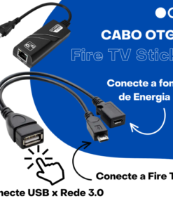 KIT CABO AMAZON FIRE TV E MI STICK OTG + USB REDE GIGABIT